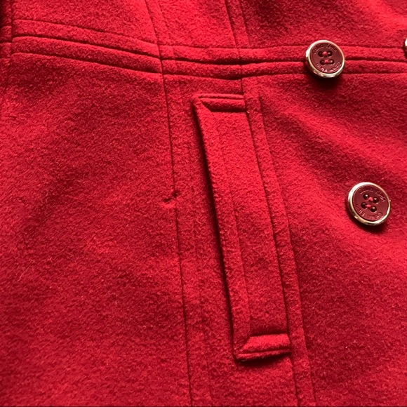 Calvin Klein Berry Red Wool Double Breasted Peacoat size 6 - Picture 4 of 12